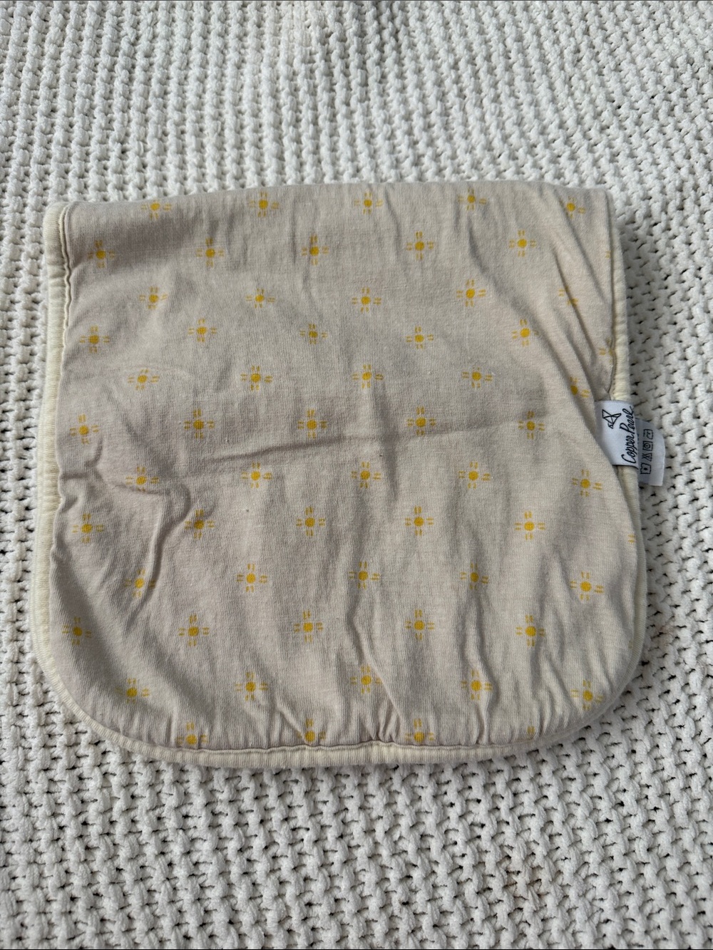 Copper Pearl Burp Cloth Infant Beige Yellow Suns One Size
